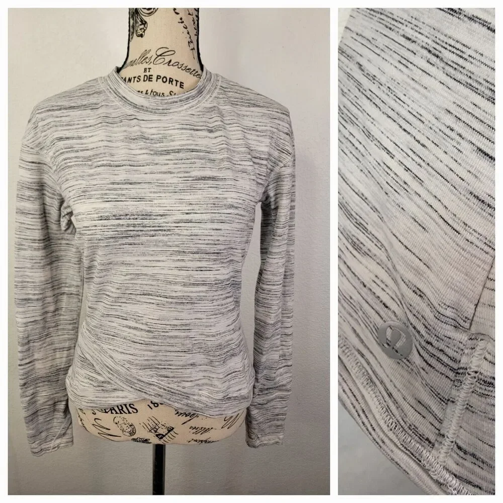 Lululemon Pullover Womens S Close to Crossing Rulu Vivid Stripe Asphalt White